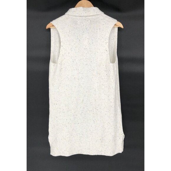 NWT Loft Open Front Duster Sweater Vest Women's XS-S White Speckled Pockets - Picture 3 of 7